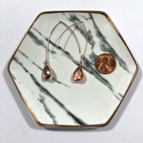 Peach Gold Drop Wire Wedding Boutique Earring - Picture 3 of 3